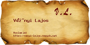 Ványi Lajos névjegykártya